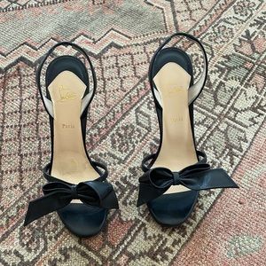 Christian Louboutin Black Leather Bow Sandals